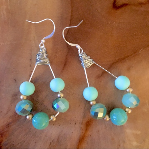 Turquoise AB + Mint Boho Earrings - Picture 3 of 5